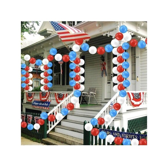 Jumbo Ball Red White & Blue Garland Patriotic 4th of July Party Decoration (H1) - Picture 1 of 6